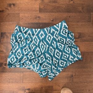 Torrid High Waist Teal and White Patterned Shorts